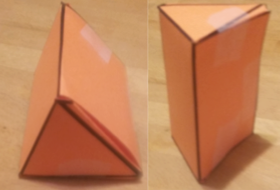 two orange triangular prisms