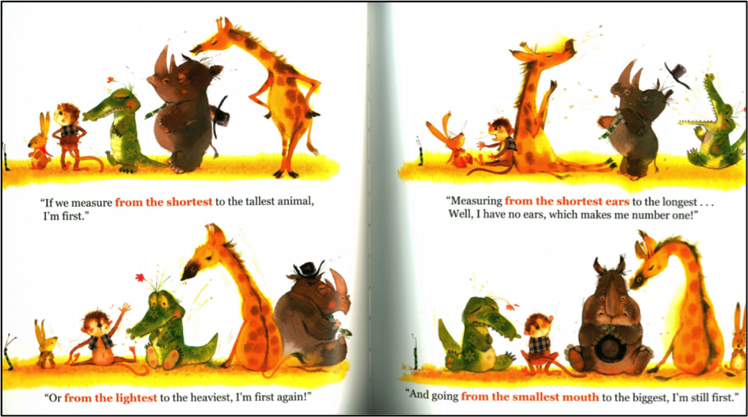 storybook pages with lots of animals