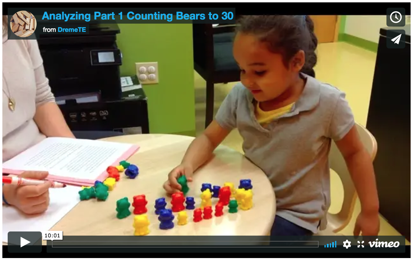 4 year old child Anna counts bears