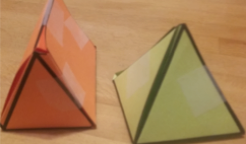 orange and green triangular prisms 