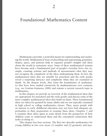 math learning in early childhood article