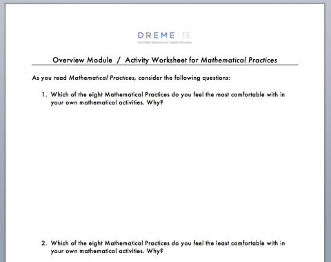common core math practices activity worksheet