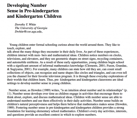 early math developing number sense pdf